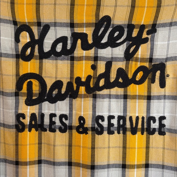 Harley-Davidson Yellow and Black Plaid Shirt - Picture 7 of 9